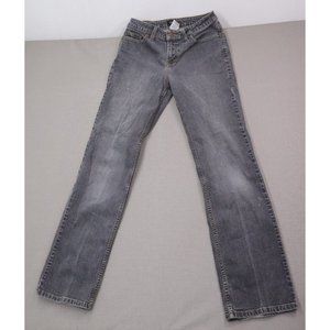 Mossimo Distressed Black Jeans Size 6 Stretch Women Bikercore Edgy Punk Boot Cut